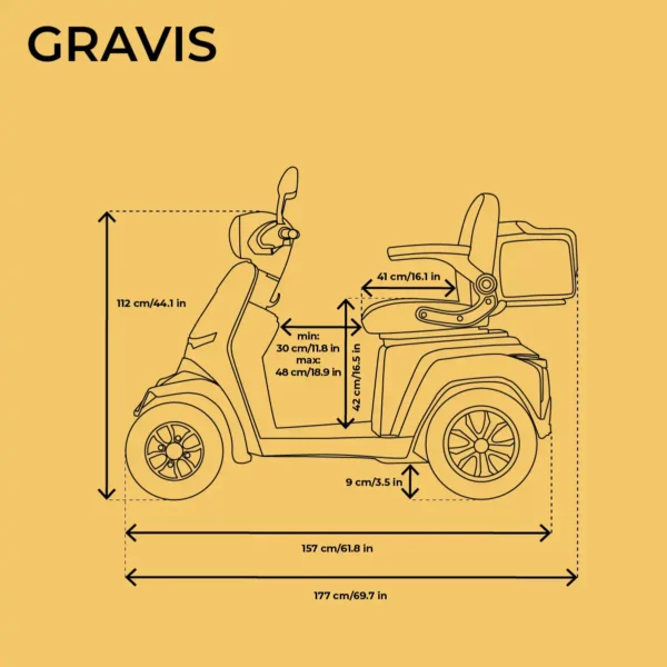 Veleco GRAVIS mobility scooter technical diagram left side