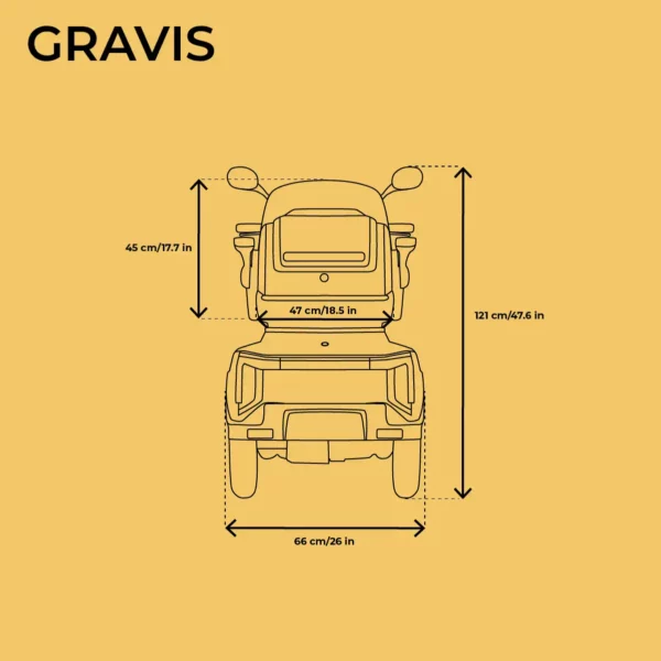 Veleco GRAVIS mobility scooter technical diagram back