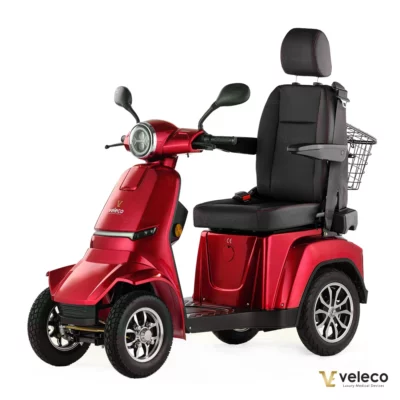 Veleco GRAVIS red mobility scooter with high-back extra comfy captain seat main product photo